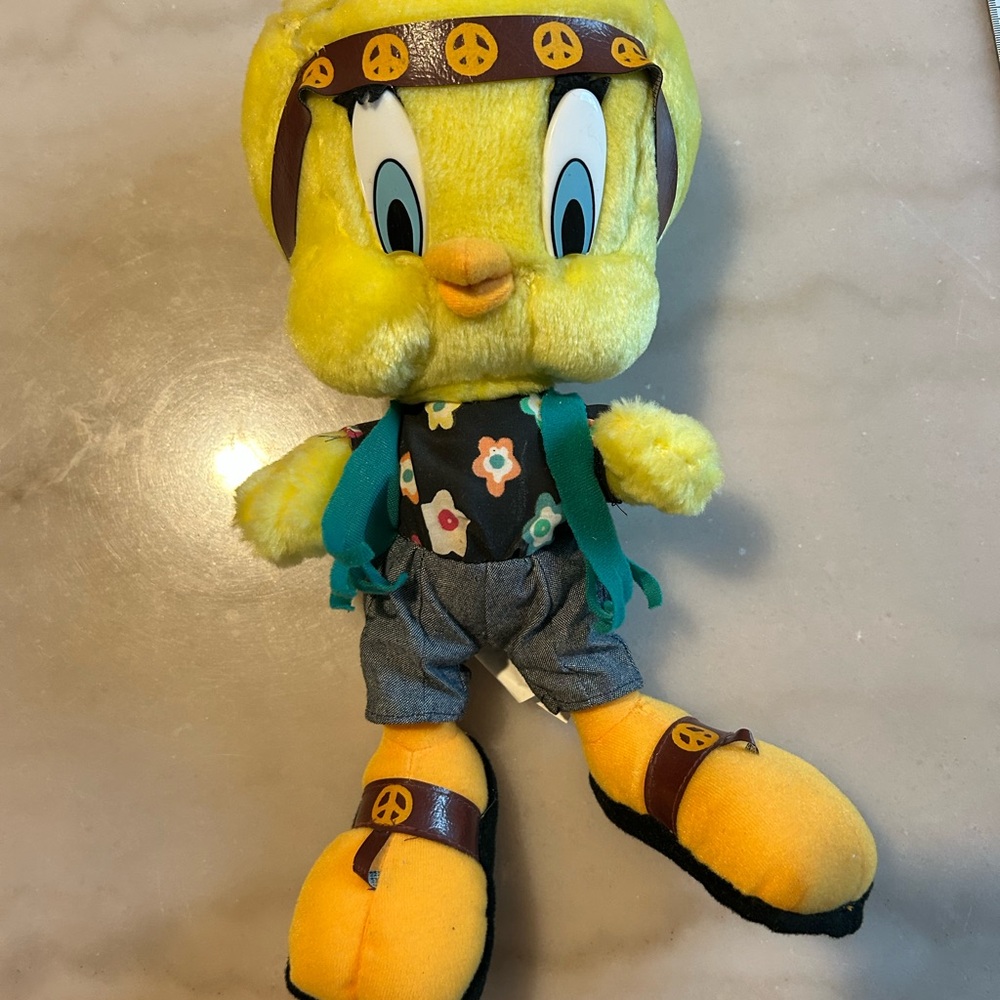 Vintage 1998 Tweety Bird Hippie Plush 14" Looney Tunes Ace Novelty